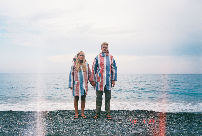 luke cardew recycles market stall material to create 100% waterproof raincoat