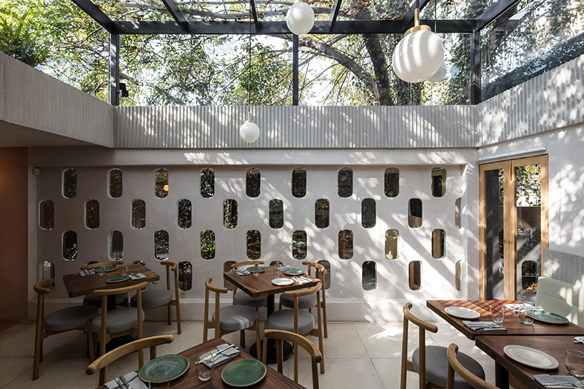 OPA's meroma restaurant is set in an 80's modernist building in mexico city