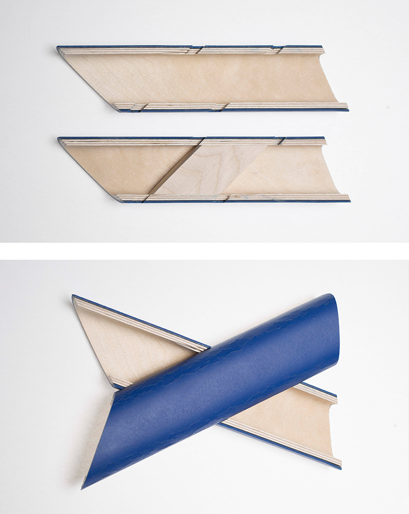 jinghua zeng uses laminated semi-tubes to construct the cross easy chair designboom