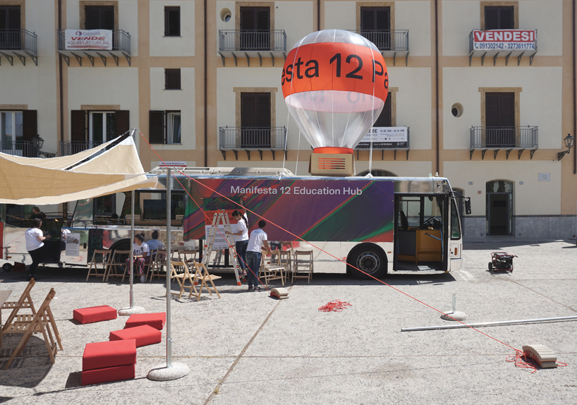 ENORME studio transforms a bus into education hub at manifesta 12 in palermo