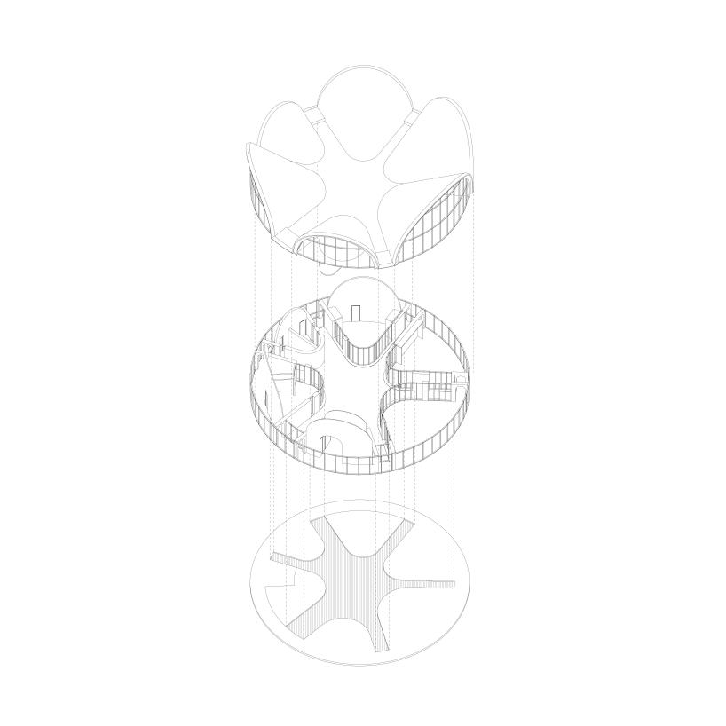 meandre's shell-shaped house in spain presents an original space-planning layout