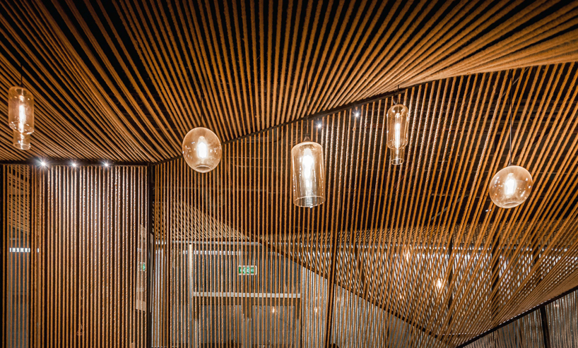 usual studio's chinese working space is decorated with naturally resourced materials