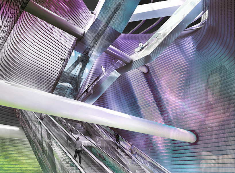 XTU architects proposes muti-media metro station for the paris charles de gaulle T2