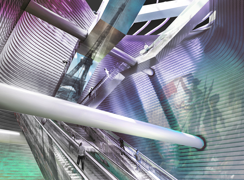 XTU architects proposes muti-media metro station for the paris charles de gaulle T2