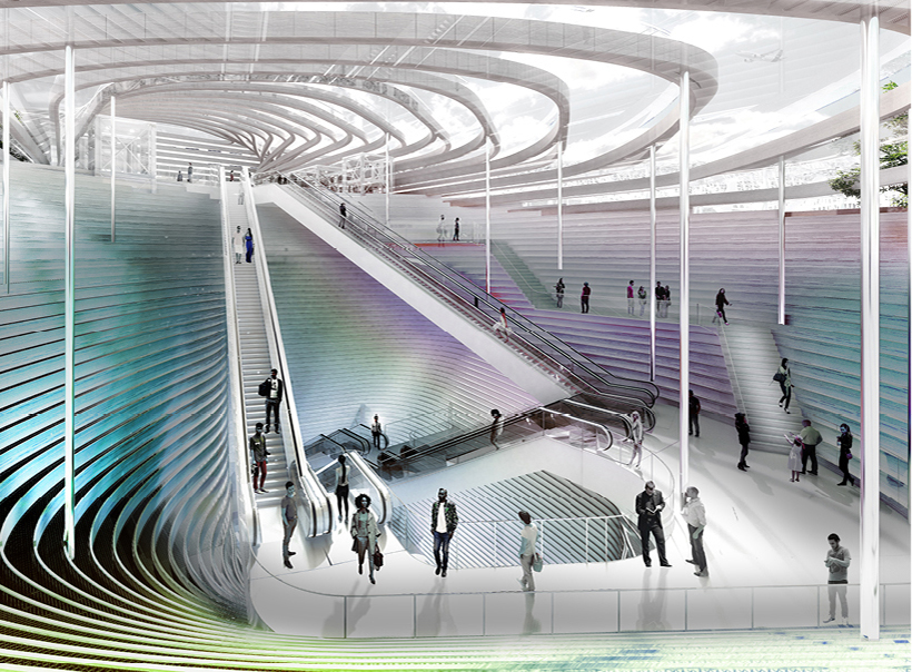 XTU architects proposes muti-media metro station for the paris charles de gaulle T2