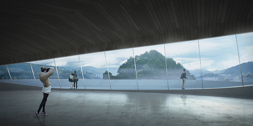 CAA's futuristic cloud-shaped proposal in korea embraces a sacred mountain within