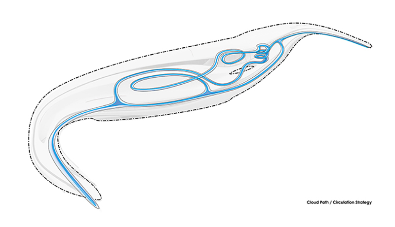 CAA's futuristic cloud-shaped proposal in korea embraces a sacred mountain within