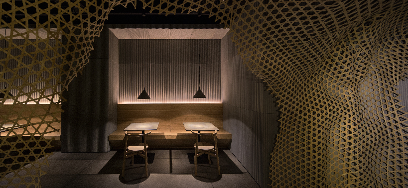 restaurant in china by infinity nide features traditional handmade bamboo weaving