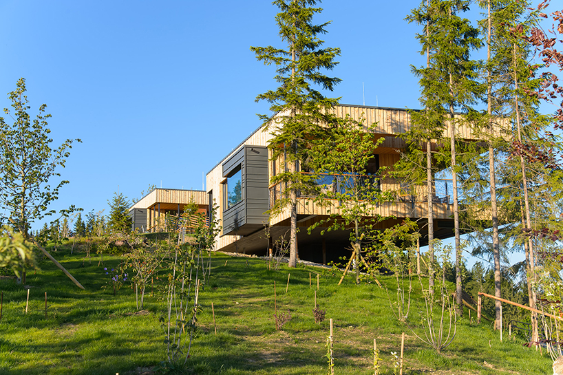 deluxe mountain chalets with fantastic view across an austrian valley, by viereck
