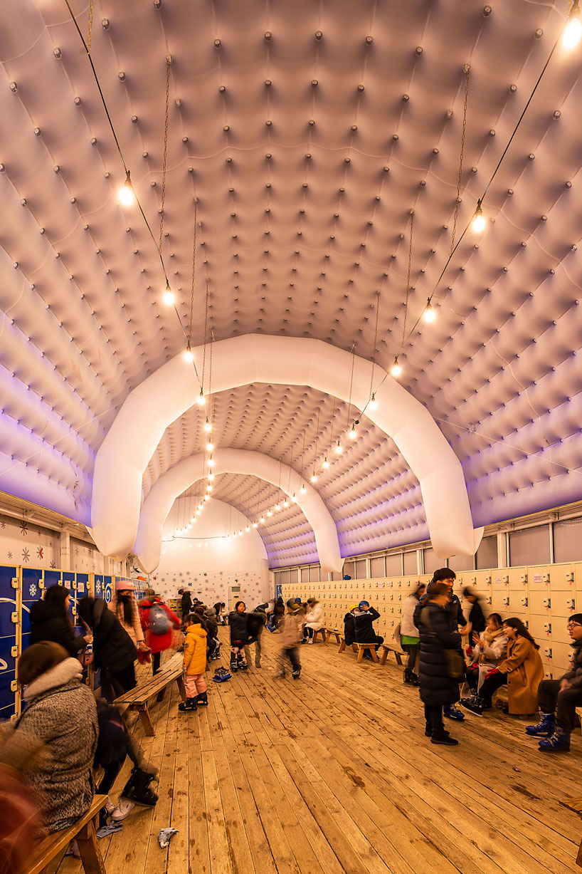 CoRe + graft object form a giant pneumatic ring for seoul square ice rink designboom
