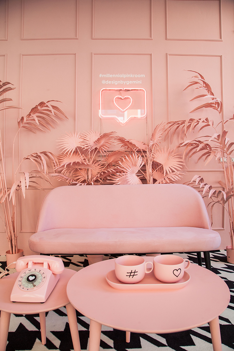 designbygemini paints palm trees in millennial pink at milan design week