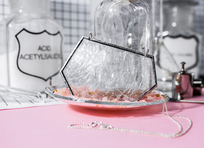 katalin huszár's 'alchemy' crystallizes raw chemicals into intricate glass jewelry