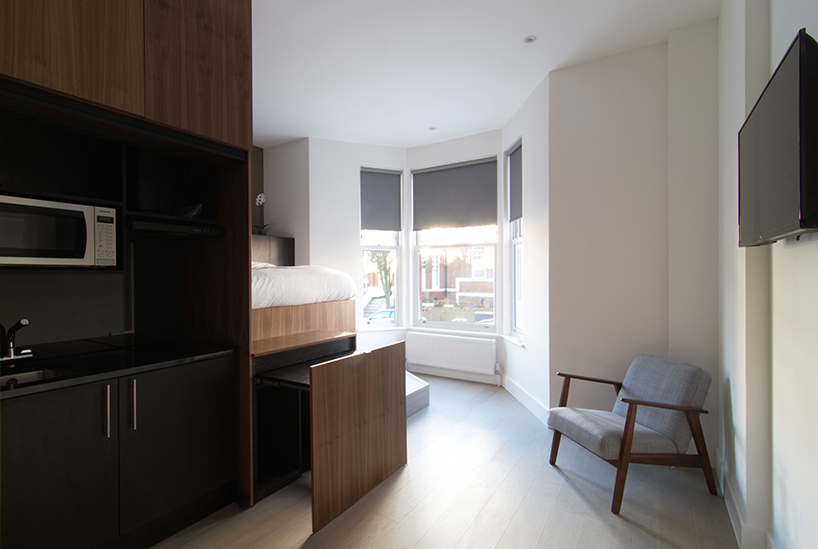 bicblock designs 18 sqm apartments in london with a standard built-in modular system