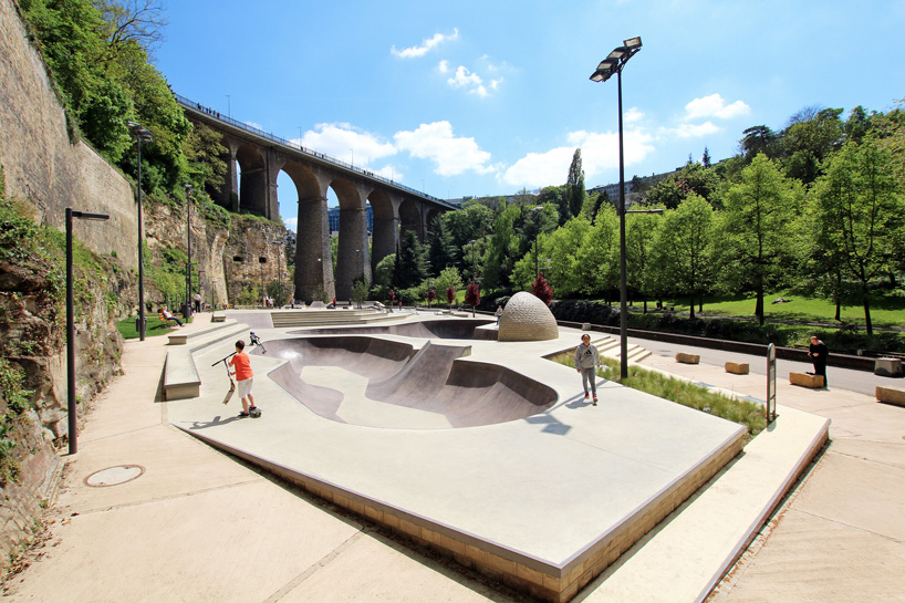 luxembourg city skatepark is built in shades of the adjacent vauban fortress