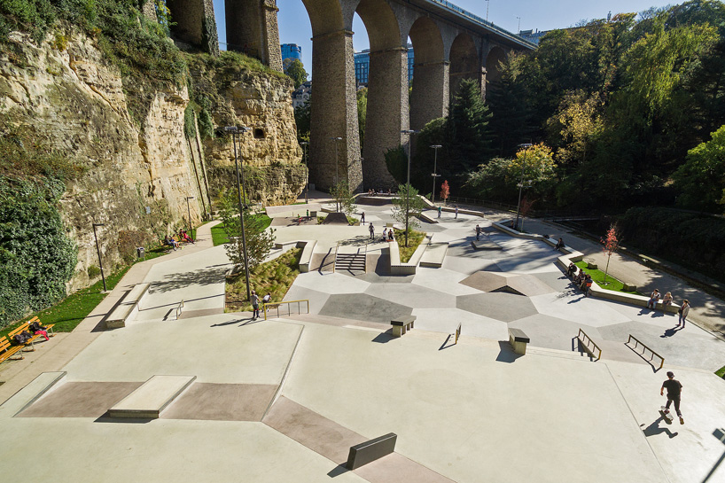 luxembourg city skatepark is built in shades of the adjacent vauban fortress