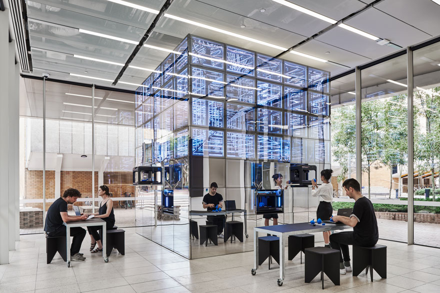ample's experimental 'next lab' is a mirrored box installed in the melbourne design school