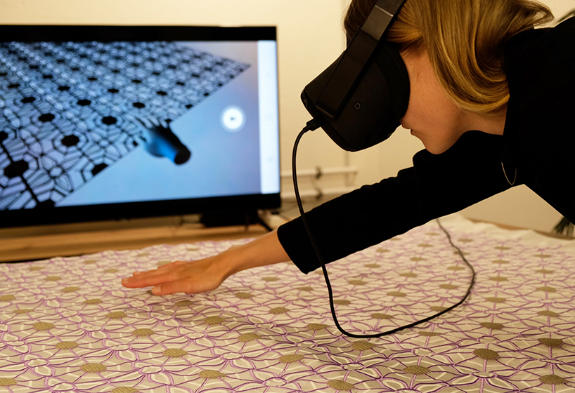 ganit goldstein creates interactive embroidery piece with VR applications designboom