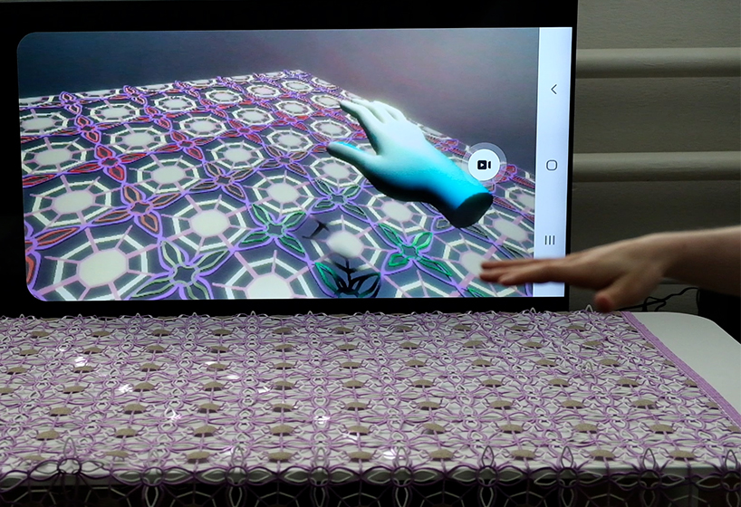 ganit goldstein creates interactive embroidery piece with VR applications designboom