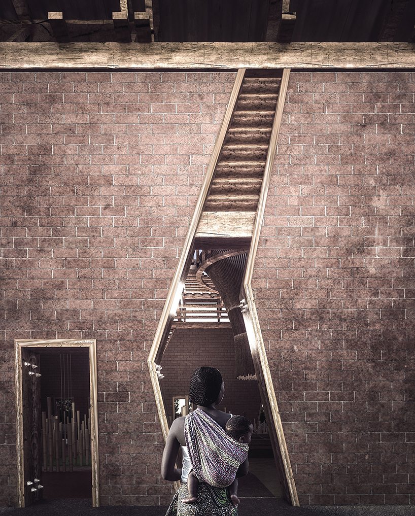 cultural center by amkna features a fountain to highlight the value of water in senegal