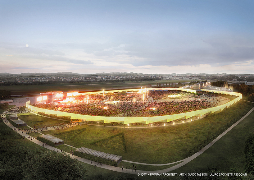 iotti + pavarani architects designs europe's largest open air venue located  in italy