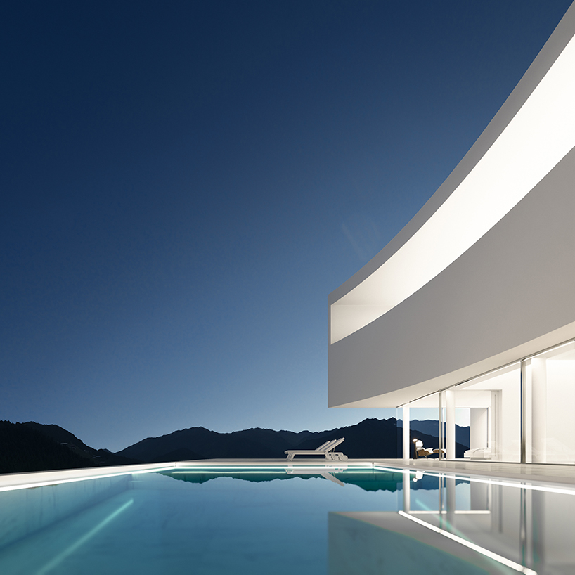 white solid blocks shape villa w by SHOVK floating above bali's volcanic slopes