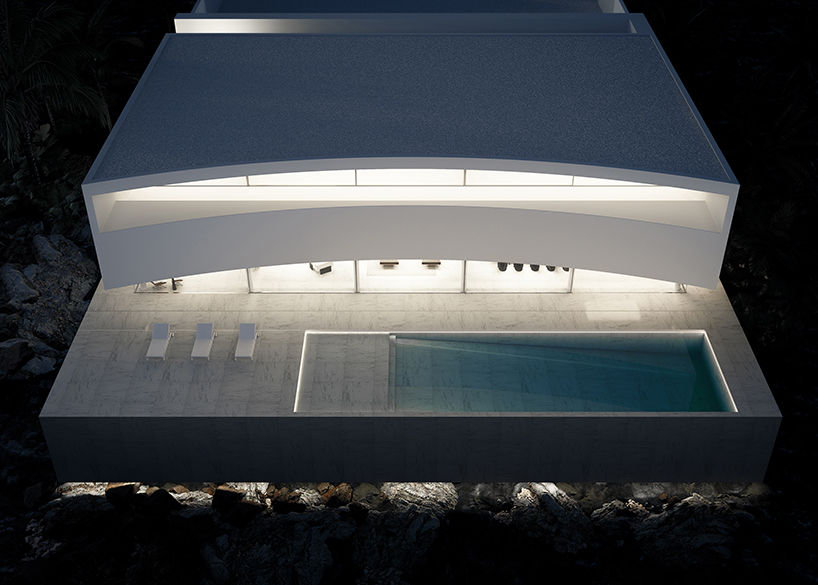 white solid blocks shape villa w by SHOVK floating above bali's volcanic slopes