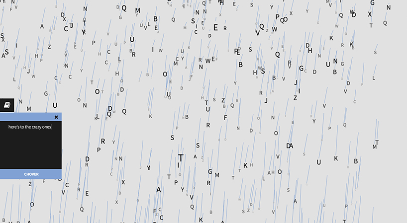 gogoame is a web art experiment where visitors can read poetry out of raining text