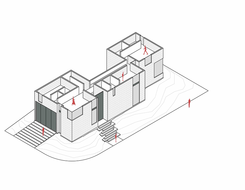 andres burguete creates 'house el cielo' from three brick volumes in mexico