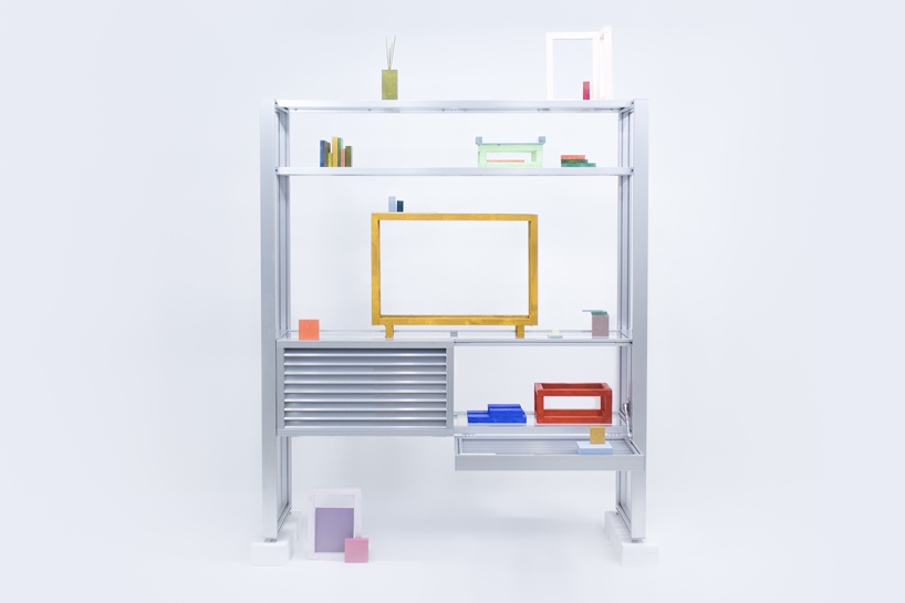 1/plinth studio builds furniture out of industrial aluminum louver and translucent acrylic
