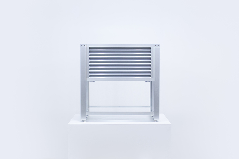 1/plinth studio builds furniture out of industrial aluminum louver and translucent acrylic
