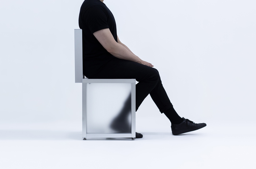 1/plinth studio builds furniture out of industrial aluminum louver and translucent acrylic