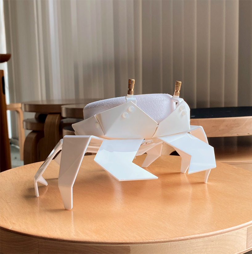 meet kogani, a little origami-style crab that encases compact speakers