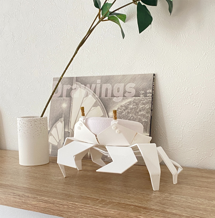 meet kogani, a little origami-style crab that encases compact speakers