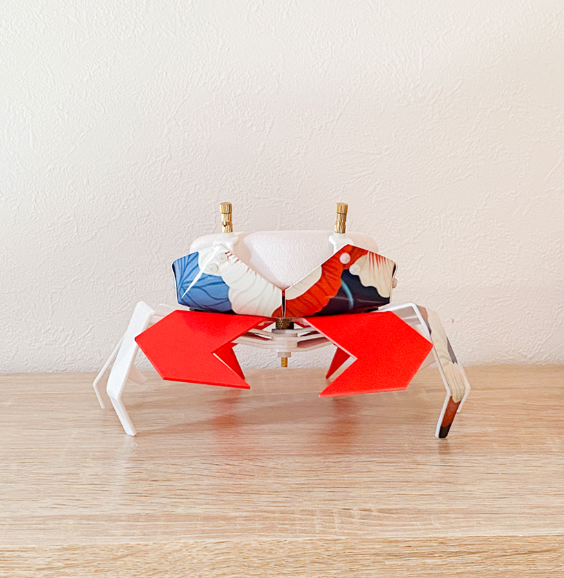 meet kogani, a little origami-style crab that encases compact speakers