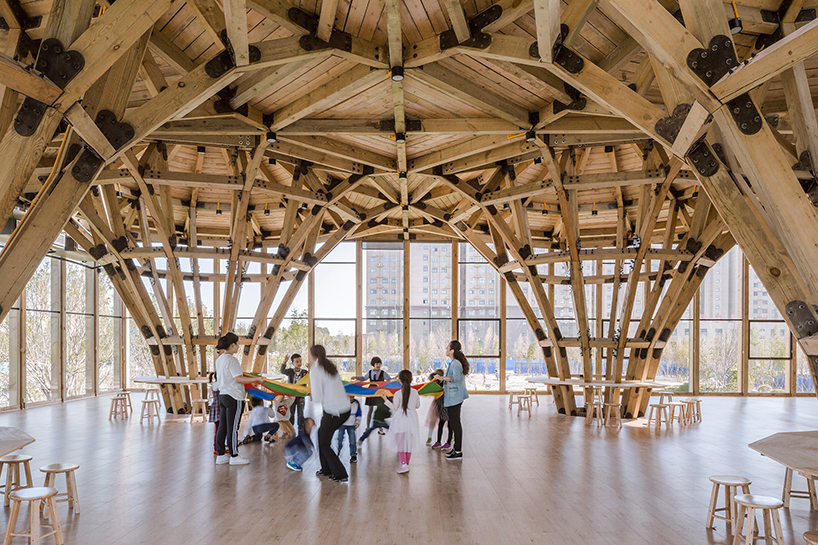 luo studio's timber structure in china can be completely dismantled and reused