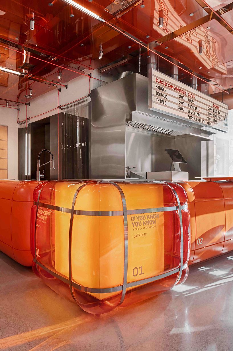 inflated orange volumes adorn smash burger restaurant’s interior by da bureau in armenia - 3