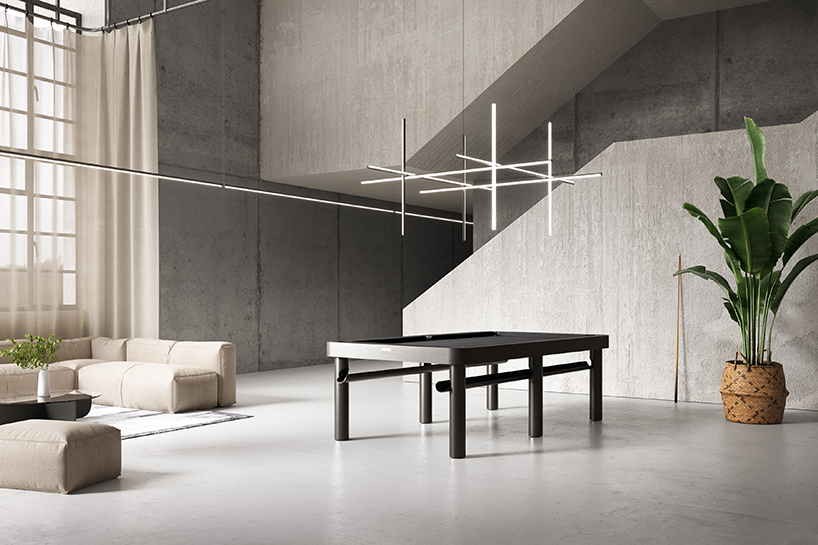 monika kozderkova's laser-cut steel pool table is a lightweight reinvention of the classic game 