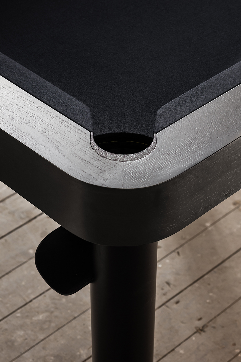 monika kozderkova's laser-cut steel pool table is a lightweight reinvention of the classic game 