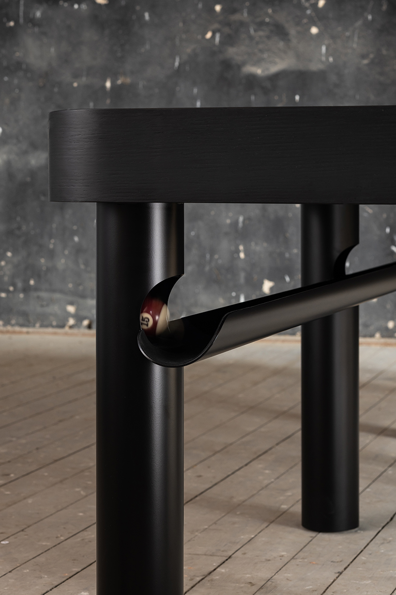 monika kozderkova's laser-cut steel pool table is a lightweight reinvention of the classic game 