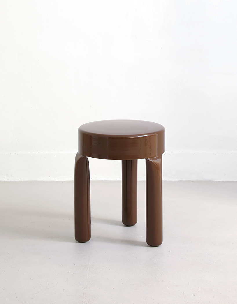 shim seungyeon's bold yet soft pressura stool and table series is crafted from compressed pipes