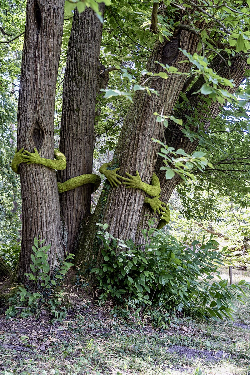 have you ever hugged a tree? monsieur plant wraps sculptural human arms around trees - 7