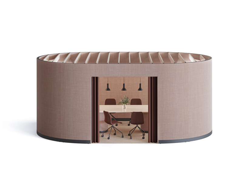 kauppi & kauppi designs oval meeting pods that favor acoustics for glimakra of sweden