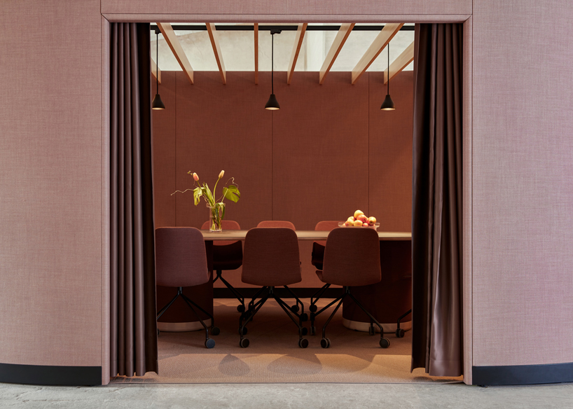 kauppi & kauppi designs oval meeting pods that favor acoustics for glimakra of sweden