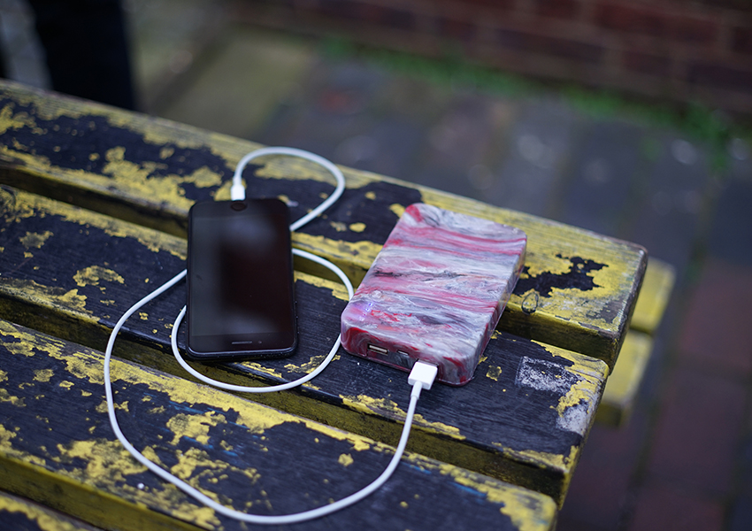 gomi creates a portable charger made from 100% non-recyclable plastic waste designboom