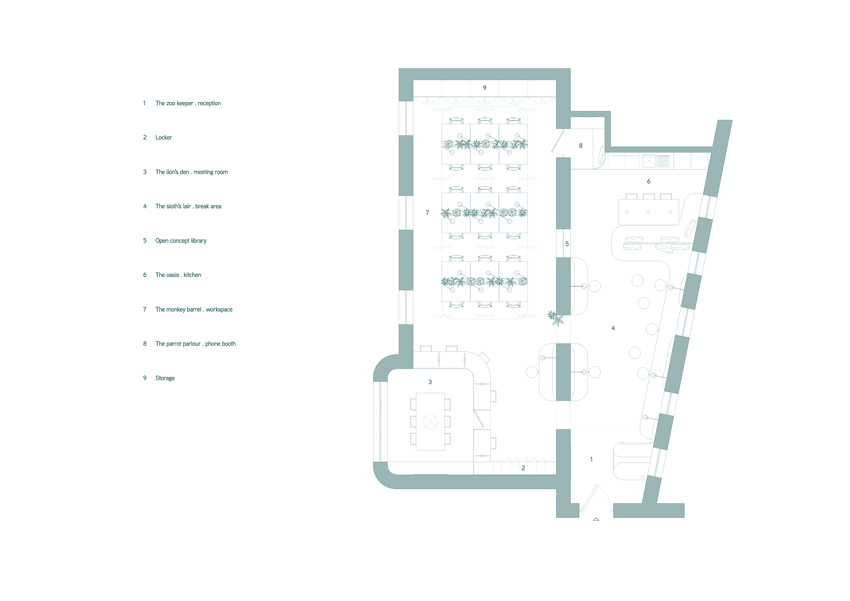 studio MAS creates 'the menagerie' as an urban zoo co-working space designboom