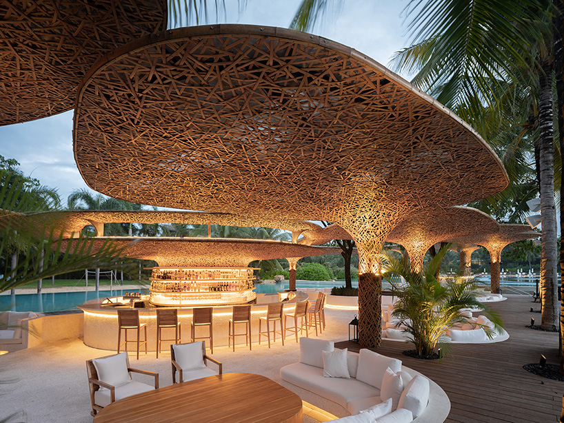 a cluster of bamboo canopies tops resort beach club amid china’s ...