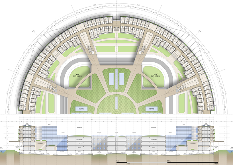 El plan de Vincent Callebaut para un hospital compacto de plantas mixtas en Bélgica presenta un diseño circular del logotipo 