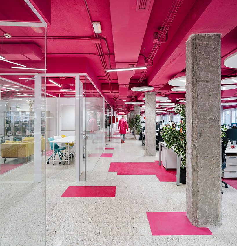 MARIANO applies bright colors to restore an existing office building in madrid designboom