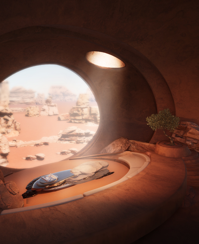 retrofitted cave in the canyons of wadi rum 