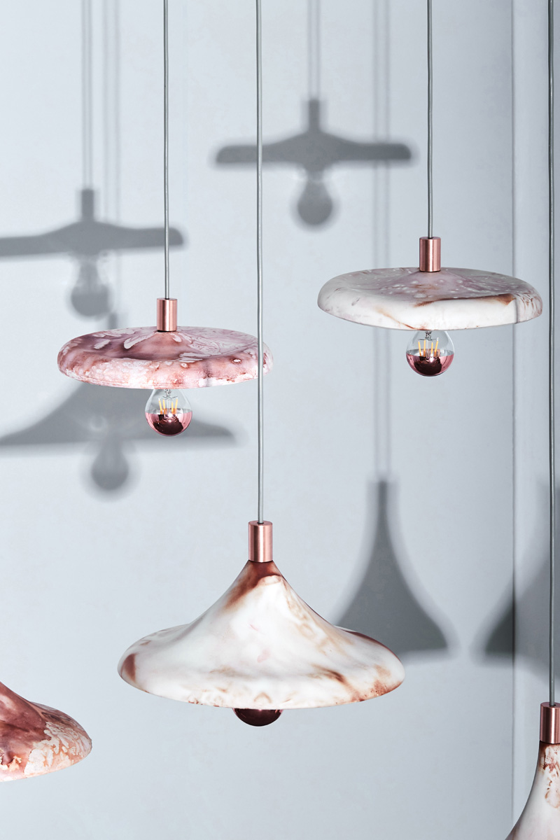 used coffee grounds color the 'COFFIRE' porcelain pendant light, designed by zhekai zhang designboom